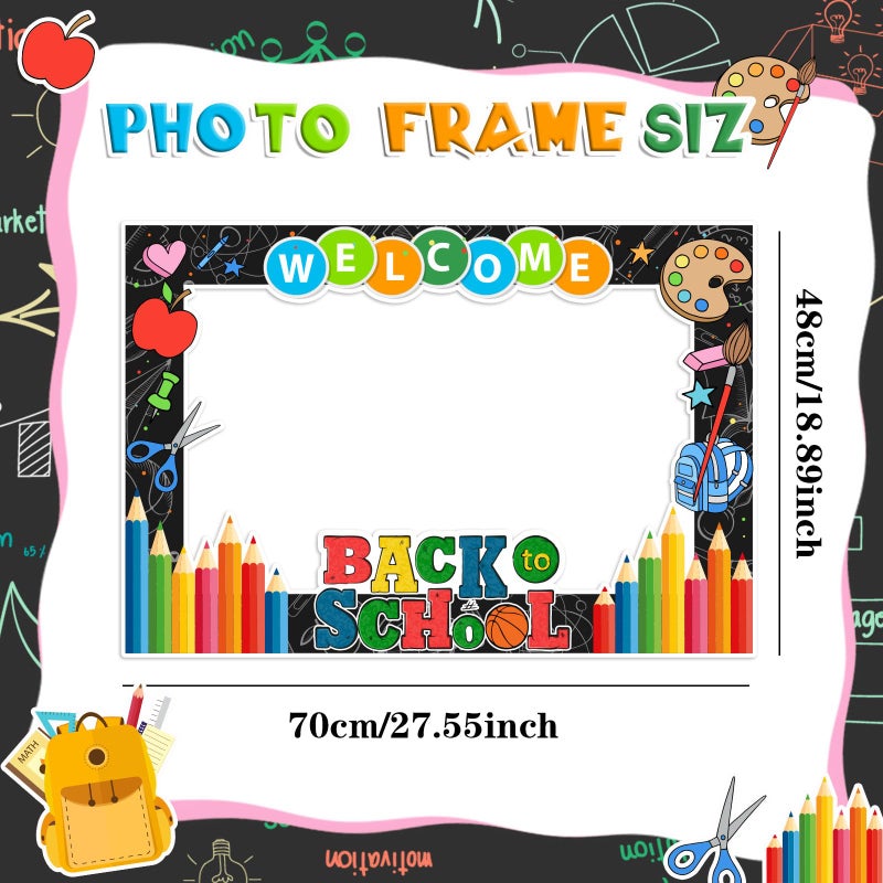 Haimimall Welcome Back to School Decorations First Day of Schoo Back to School Photo Props Frame& Photo Props First Day of School Party Supplies - Image 3